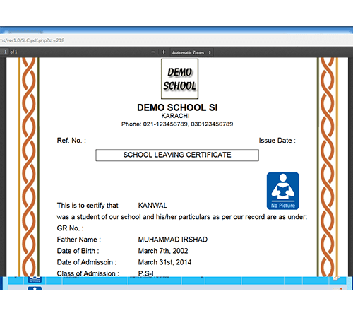 School leaving certificate